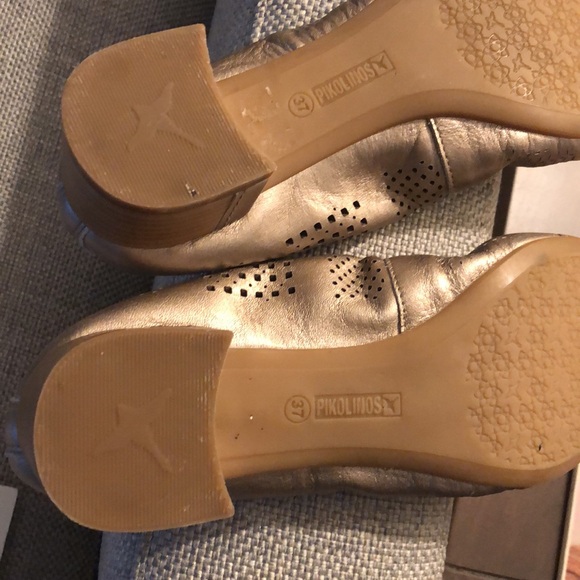 PIKOLINOS DARK GOLD ELASTICIZED SLIP-ON BLOCK HEEL SHOE SIZE EU 37 - Picture 13 of 16